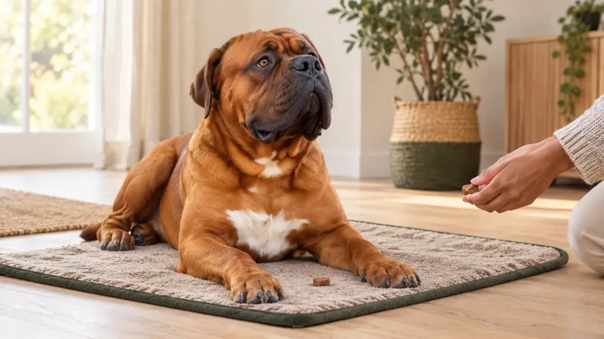 Hund liegt entspannt auf einer Decke