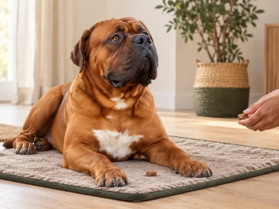 Hund liegt entspannt auf einer Decke