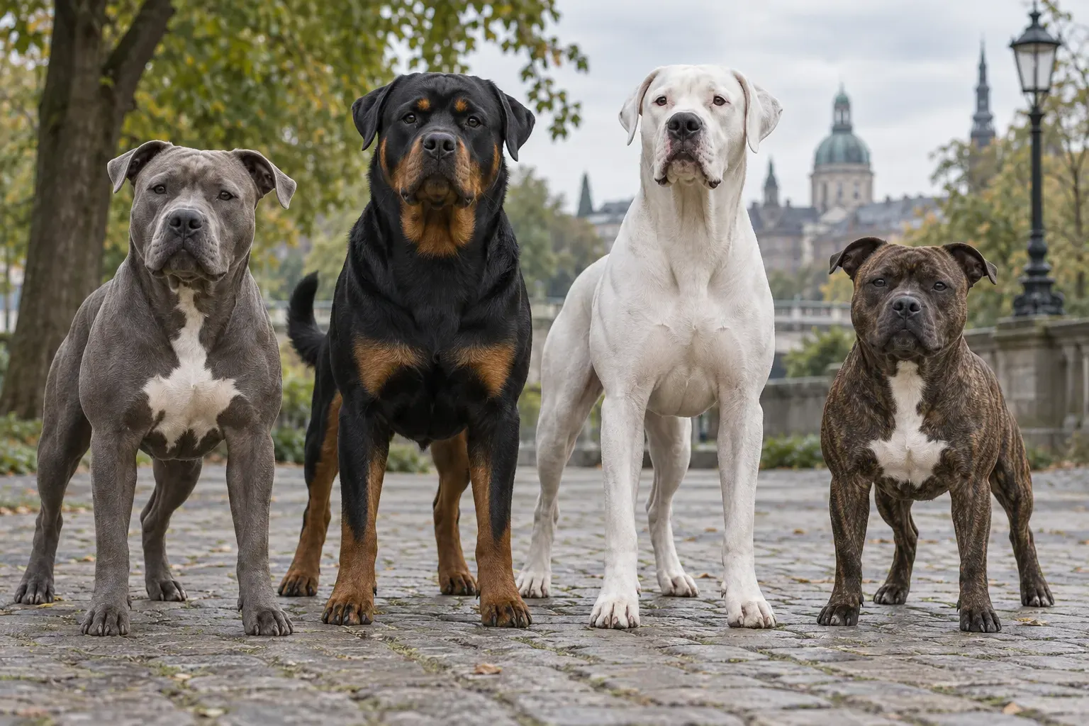 Hund an der Leine im öffentlichen Raum