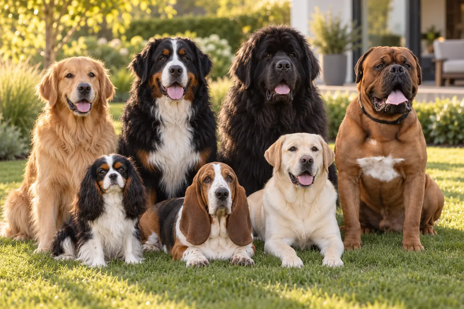 Ruhiger Familienhund liegt entspannt